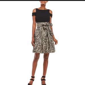 Eliza J fit and flare cold shoulder dress